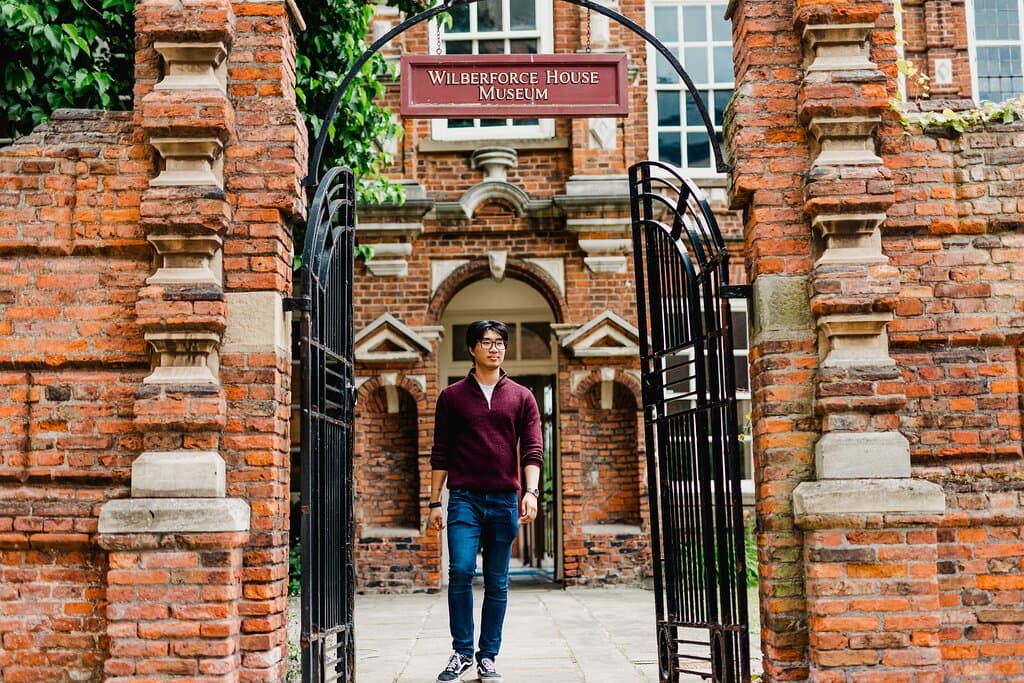 A man visiting the Wilberforce House Museum