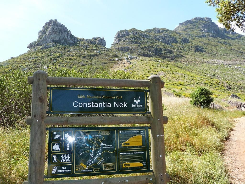 Constantia Nek Trail Head. A common approach with various trail options to explore the southern parts of Table Mountain.
