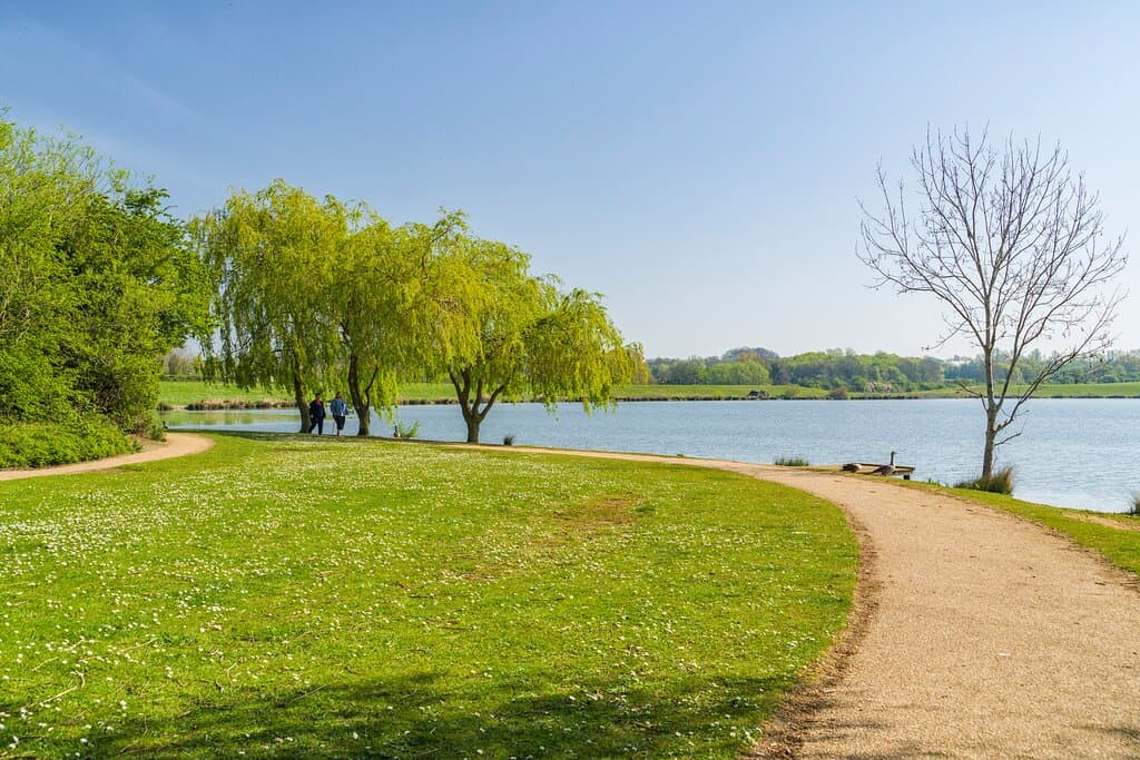 Path overlooking the whole lake at Furzton Lake