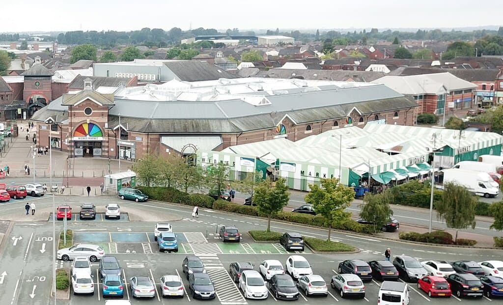 Aerieal View of the market in the town centre