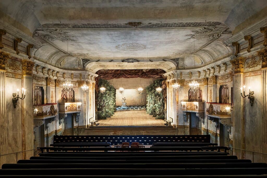 The stage of UNESCO World Heritage site Drottningholms Slottsteater, built in 1766.
Foto: Tove Falk Olsson/Drottningholms Slottsteater