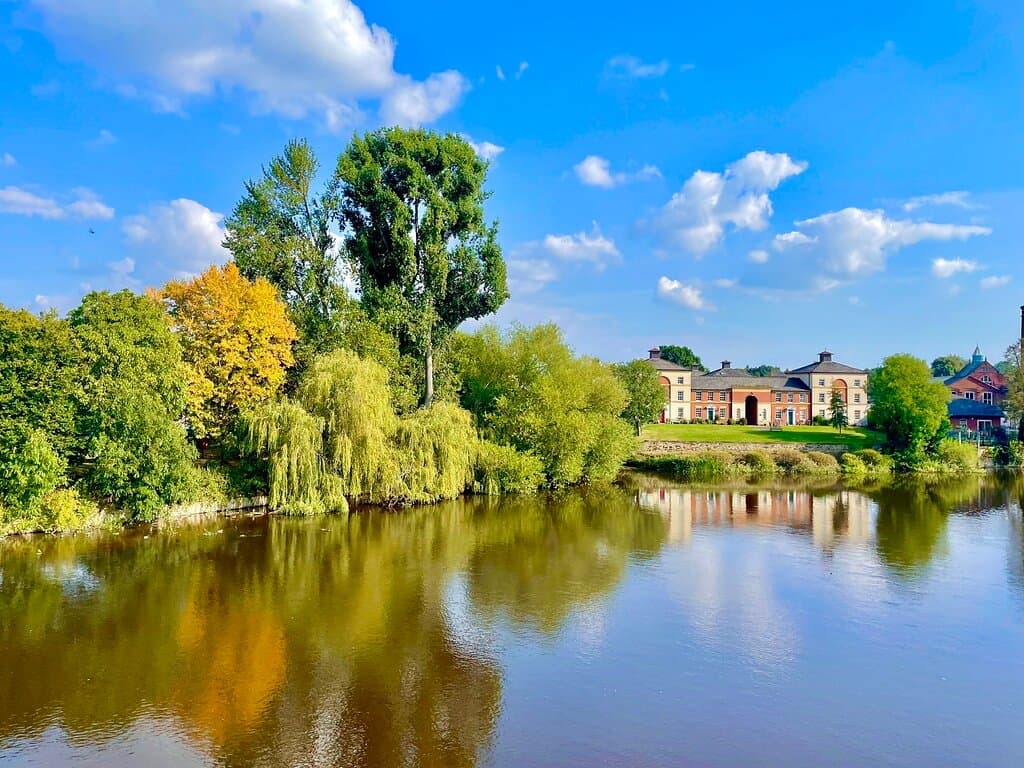 Crossing the bridge gives lovely views up and down the banks of the river Severn.