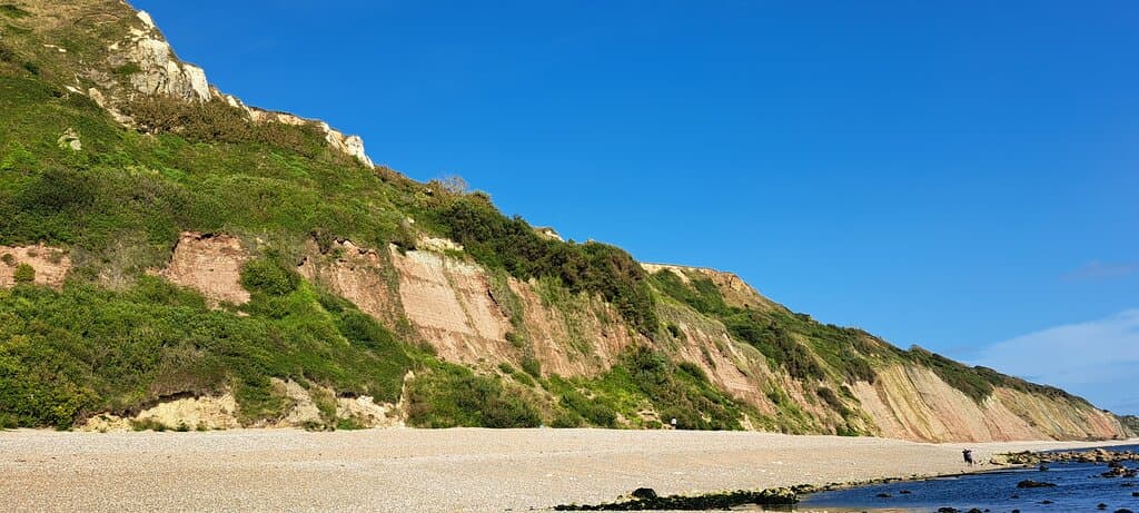 Dramatic cliffs stretching down the coast