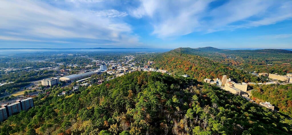 View from the Mountain Tower at 216 Feet above Hot Springs, Arkansas