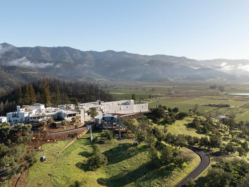 Sterling sits atop a hill in the middle of Napa Valley. Traveling to the top of the winery via our Gondola guests are greeted with incredible views of Napa Valley not found anywhere else.