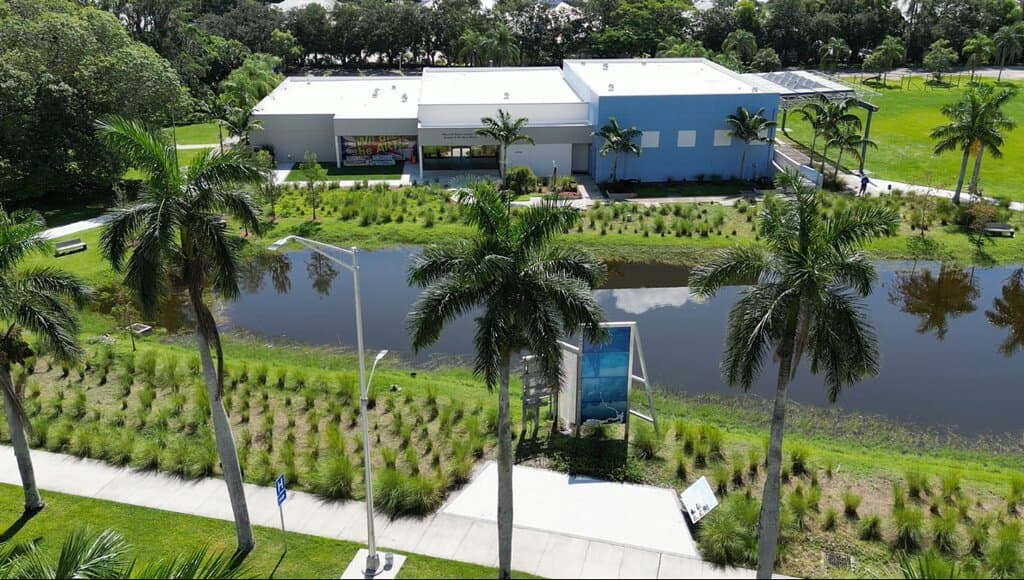 Drone image of part of our 10 acre campus