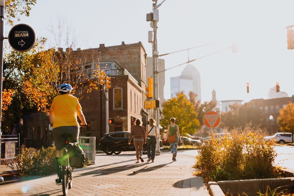 The Indianapolis Cultural Trail creates, inspires and sustains connections and cultural experiences that are accessible for all. The Indianapolis Cultural Trail is both a 501(c)(3) not-for-profit organization and a world class, internationally recognized linear park: The Indianapolis Cultural Trail: A Legacy of Gene and Marilyn Glick.